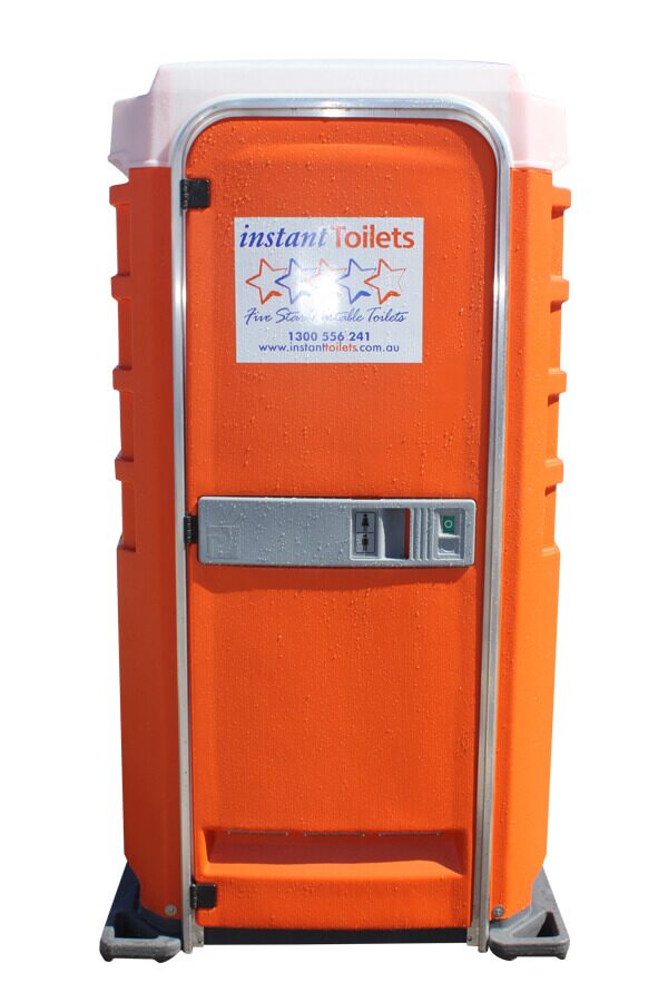 Orange Five Star Event Chemical Toilet with Instant Toilets logo on a white background.